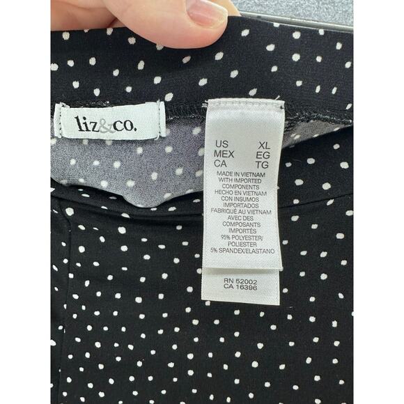 Liz & Co Liz Claiborne Womens sz XL Elastic Waist Polka Dot Black Skirt Y2K Work - Picture 6 of 8